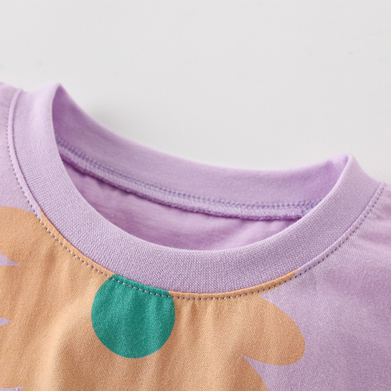 Malwee traje de niñas verano nuevos pantalones cortos de manga corta para niños europeos y americanos cuello redondo impreso traje de dos piezas para niños