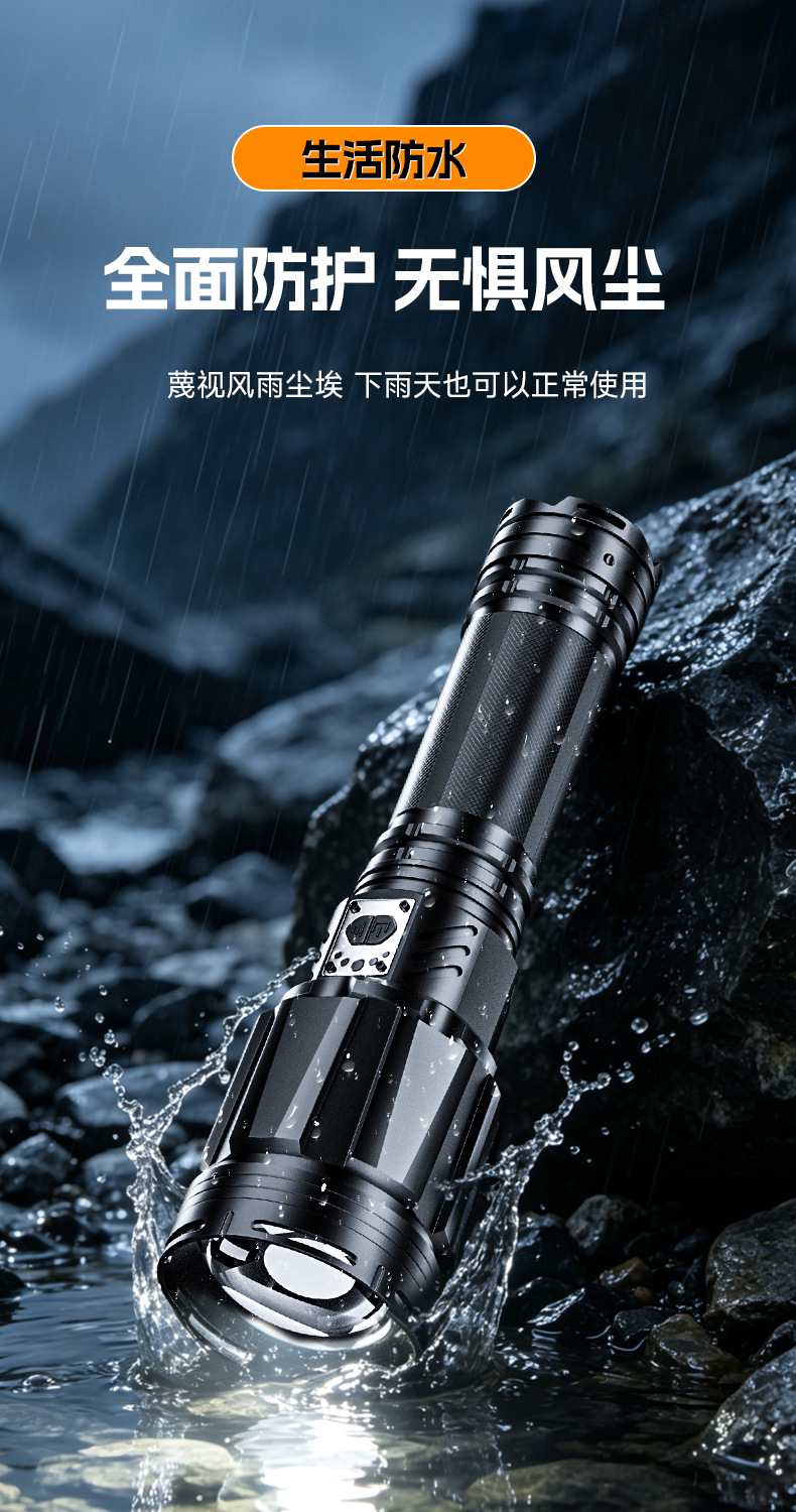 Cross-border best-selling alloy ultra-bright flashlight, zoomable high-intensity light for camping and outdoor use, wholesale