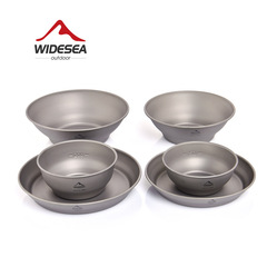 Widesea戶外鈦餐具  純鈦單層露營碗碟盤 輕量化徒步登山野營餐具