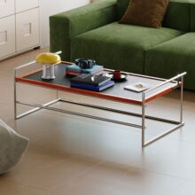办公茶几双用桌客厅家用小户型茶台设计师复古实木不锈钢茶桌子