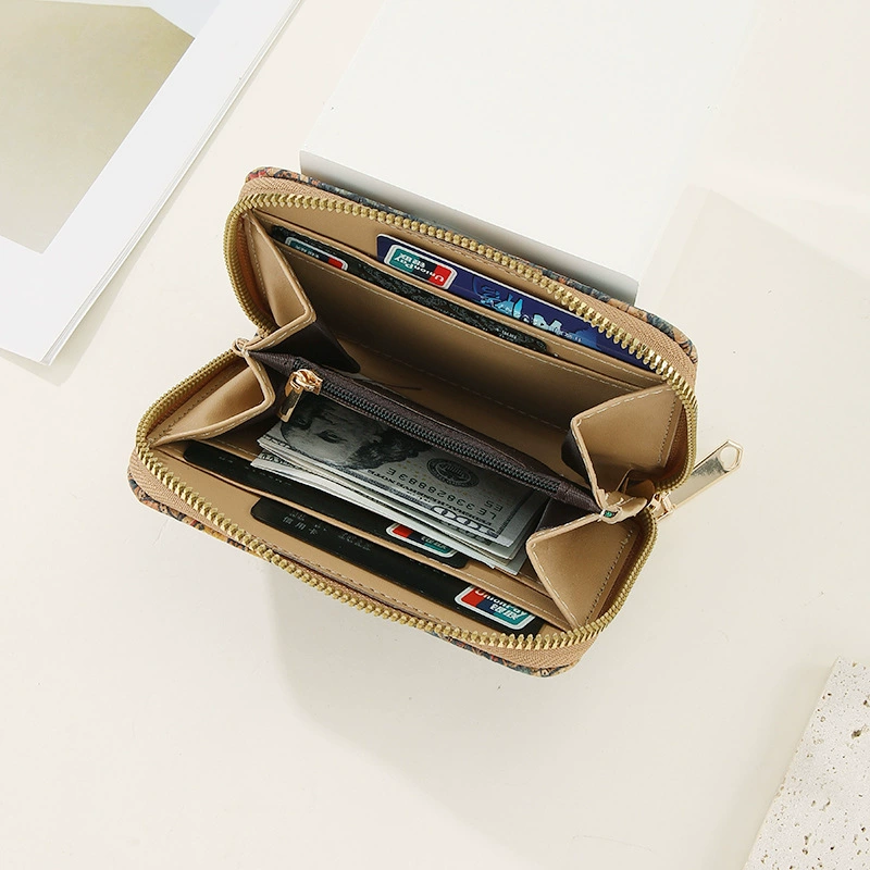 Long wallet, purse with zipper, short bag