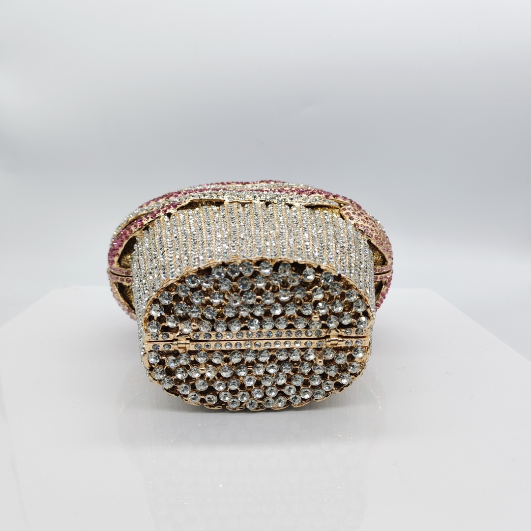 Túi clutch nữ đính đá dạ hội phong cách kim cương — Vàng trắng hồng, Đế vàng kim cương, Màu hồng, Màu xanh hoa quả