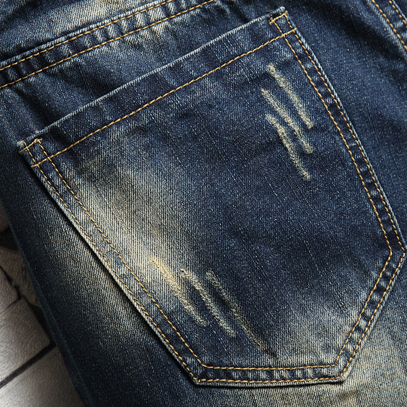 Pantaloncini jeans uomo distressed taglio dritto casual vintage_voghion.com