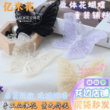 2024春夏新款电脑珠绣立体蝴蝶刺绣辅料家纺窗饰家居花朵配饰童装