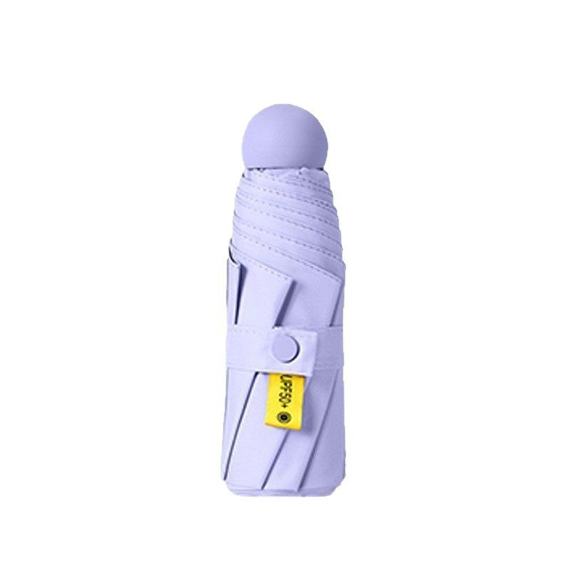 Paraguas ultraligero de cinco pliegues, gel negro, parasol de seis huesos, protección UV, parasol, bolsillo plegable, paraguas cápsula