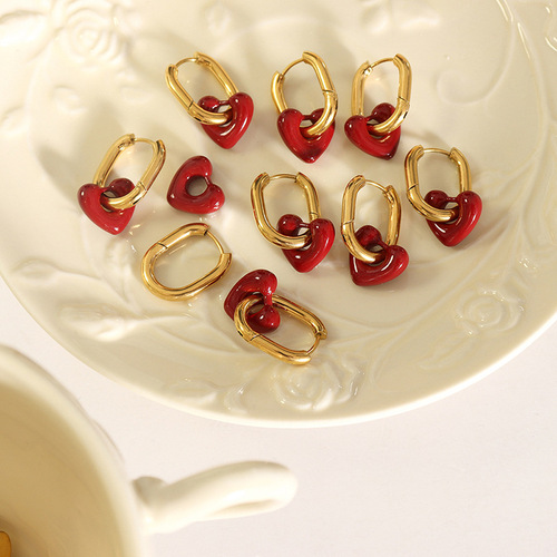 Korean style sweet and cool style niche design temperament versatile hollow love necklace beautiful and elegant earrings jewelry set