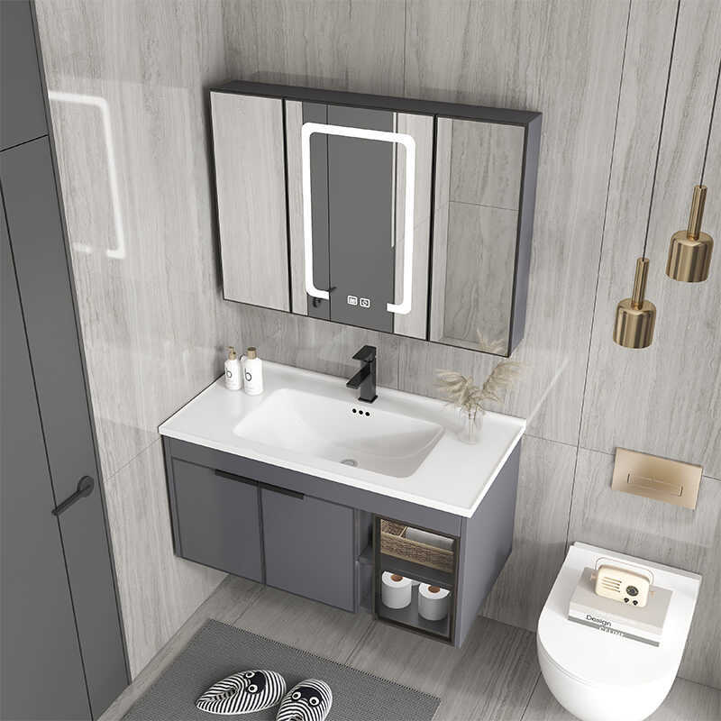 gabinete de lavabo de cerámica combinado balcón gabinete de baño de aluminio espacio gabinete de baño integral gabinete de baño espejo de lavabo