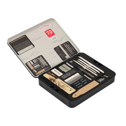 Cross-border new product direct sales 70-piece sketch pencil tin box set sketch tool set art painting pencil