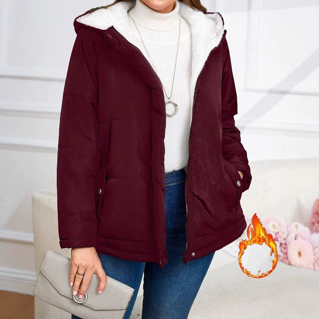 Winter down jacket with pockets with hood with zipper, plus size, increased thickness