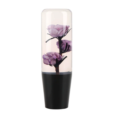 Car Modified Crystal Rose Flower Gear Shift Lever, Acrylic Universal Shift Stick, Exclusively for Cross-Border Sales (Cab and accessories) - purple-10cm