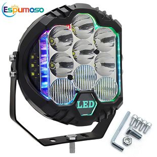 Motorcycle spotlight three-sided luminous rgb car led headlight work light modified car lamp accessories cross-border explosions