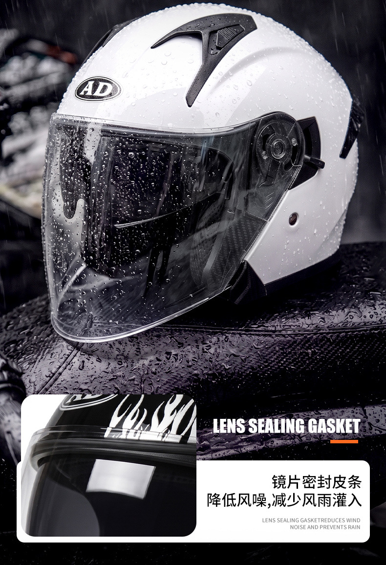 AD electric motorcycle helmet for men and women, suitable for all seasons, 3C certified, three-quarter half helmet for scooters and motorcycles