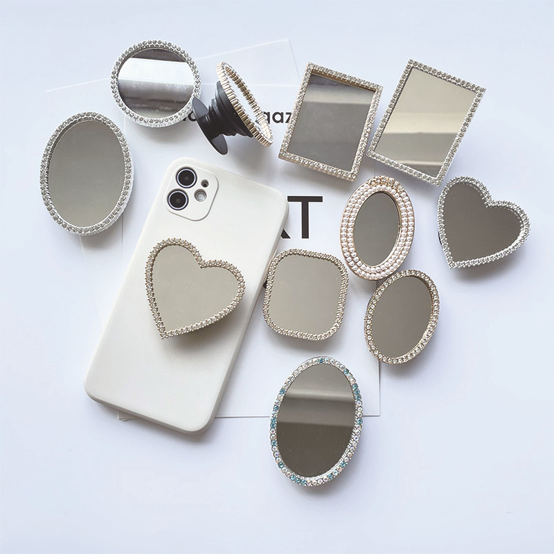20g Weight Mobile Phone Universal Applicable Brands Airbag Bracket Classification Acrylic, Mirror Material Round, Oval, Heart Shape Pattern Classic Style Style Round Oval Heart Shape Acrylic Mirror Classic Style Mobile Phone Universal Airbag Bracket 3