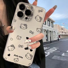 ラインKT猫 iPhone17ケース対応 Apple 16promax 透明 15plus 漫画風 14 全面保護 13