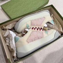 高版本 2025新款G家老花胖丁面包鞋厚底增高小白鞋百搭真皮脏鞋女