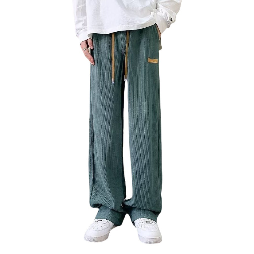 Pantalones de chándal hombres primavera y otoño verano 2023 delgada suelta recta estilo japonés moda drapeado hombres pantalones largos ocasionales