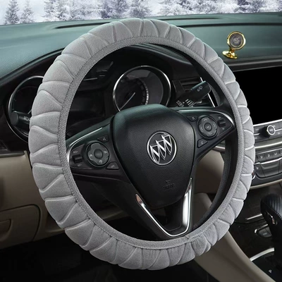 Breathable, Cute, Suitable for Both Men | Steering wheel cover - plush-embossed-gray-without-inner-ring-38