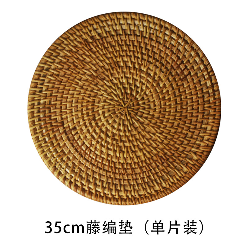 Tejido de caña artesanal almohadilla de taza de té tejido almohadilla de comedor creativa almohadilla de mesa almohadilla de platos almohadilla de aislamiento de calor