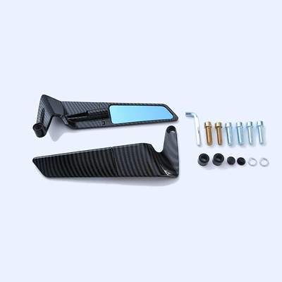 Running Imitation Racing Aluminum Alloy – Motorcycle rearview mirror - fixed-wing-rearview-mirror-carbon-fiber-small-blue-mirror