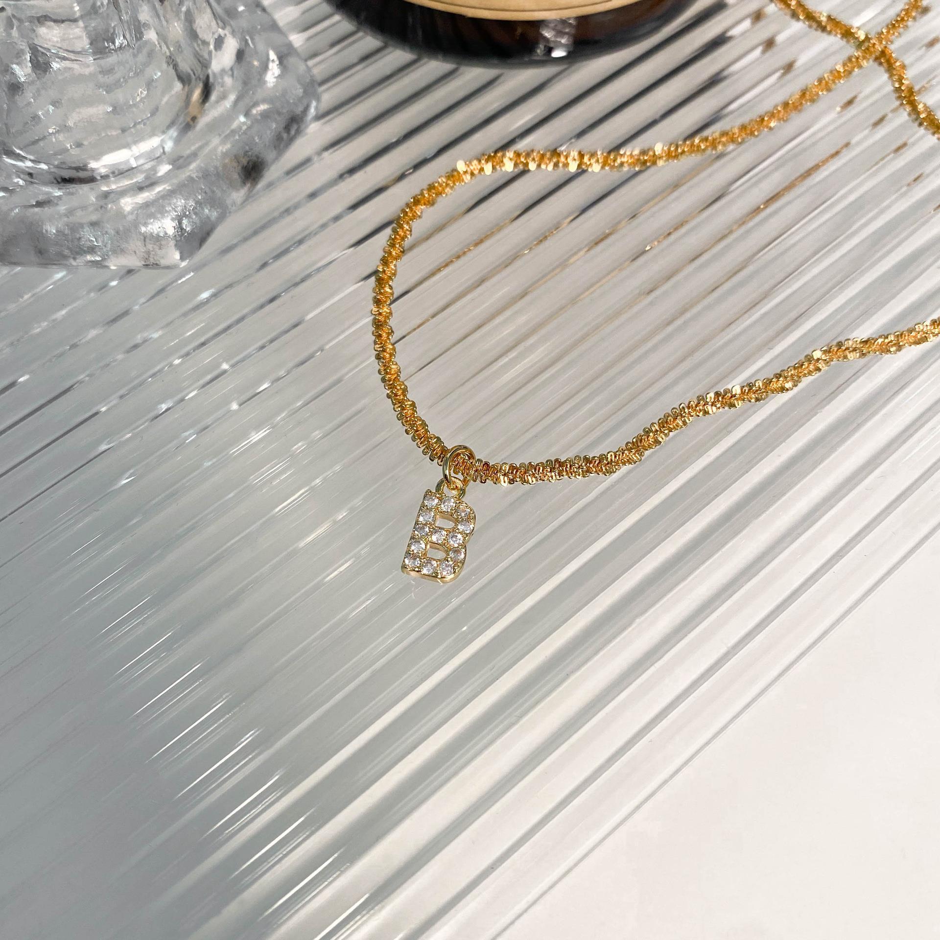 Einfacher Stil Klassischer Stil Brief Titan Stahl Überzug Inlay Zirkon Halskette Mit Anhänger display picture 21
