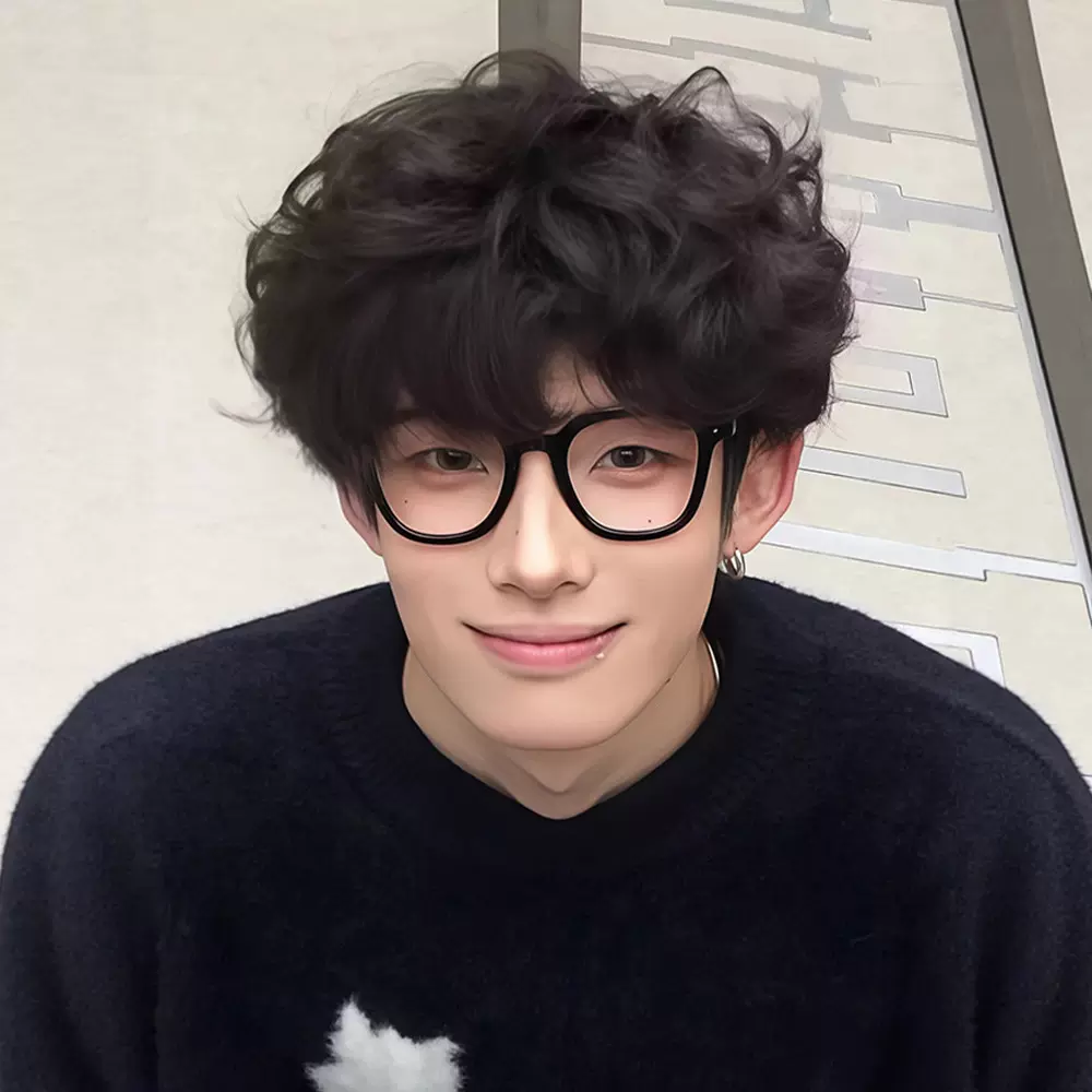 跨境羊毛卷假发男生短发韩式莱斯利卷日系小卷毛蓬松仿真发全头套