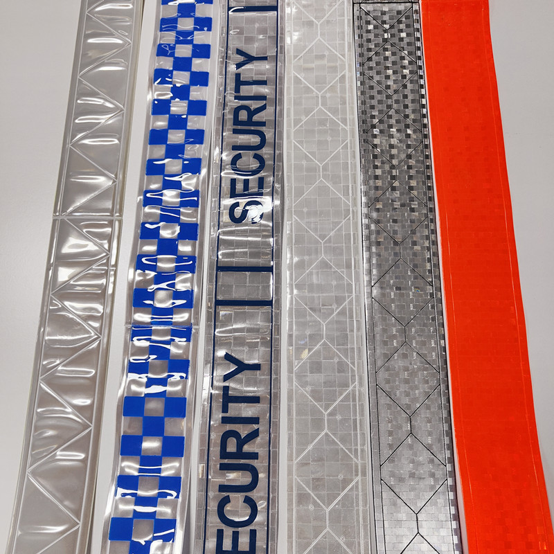 订制加厚耐寒PVC反光晶格条印字 安全衣5CM蓝白方格警示带定做