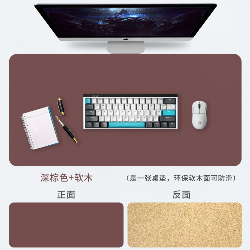 Alfombrilla de ratón de cuero de corcho para uso en la oficina, impermeable y antideslizante, alfombrilla para computadora, alfombrilla para escritorio resistente a las manchas, alfombrilla de ratón extragrande