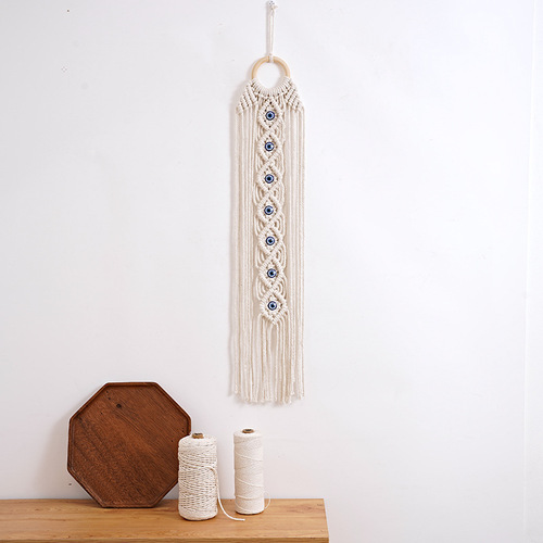 Ins style hand-woven cotton rope tapestry devil's eye tapestry B&B living room decoration wall hanging tassel hanging