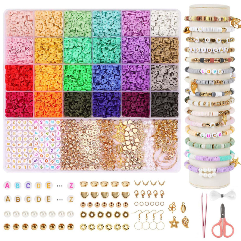 6000 Pieces of Clay Beads Soft Pottery Bracelet DIY Material Friendship Bracelet Jewelry Making Material Festival Handmade Gift