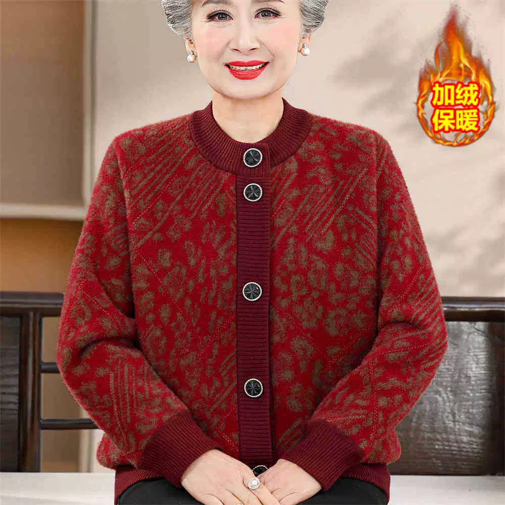 Мама осень-зима плюс бархатная толстая куртка для женщин 60 лет 70 лет среднего и пожилого возраста норковый бархатный кардиган теплая топ