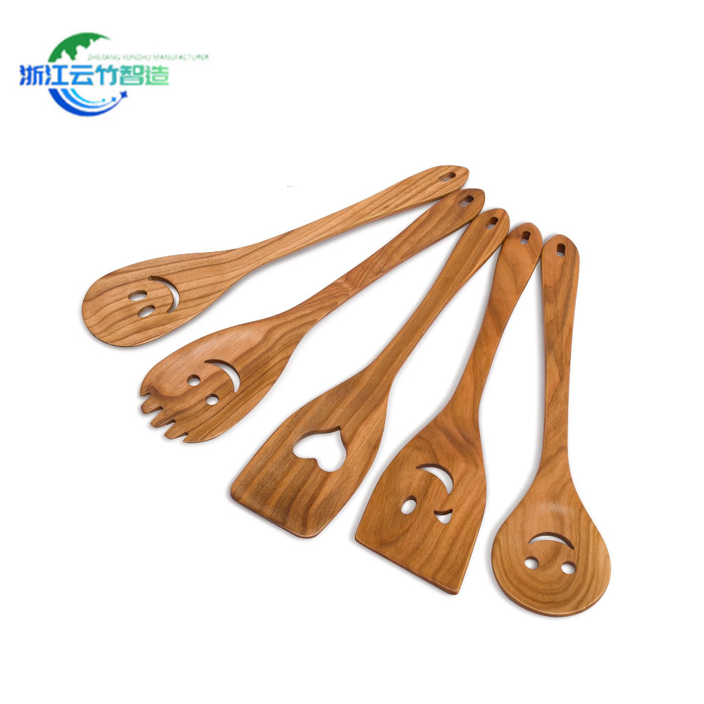 Amazon caliente transfronteriza pala de madera cara sonriente espátula cocina utensilios de cocina traje espátula traje de espátula de madera