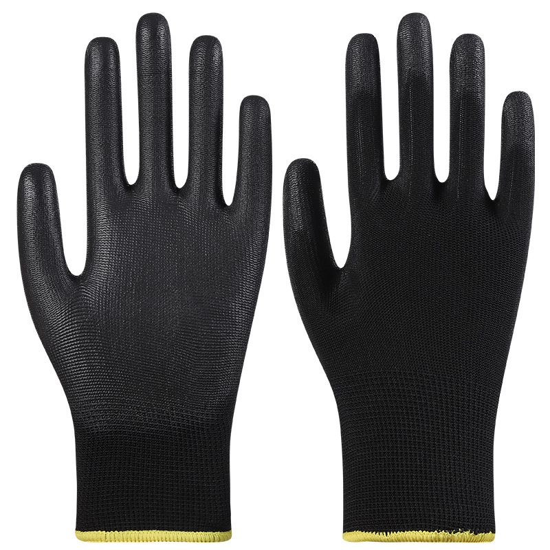 PU guantes de dedo de palma al por mayor blancos sin polvo guantes antiestáticos para trabajo seco guantes de protección laboral de nylon resistentes al desgaste