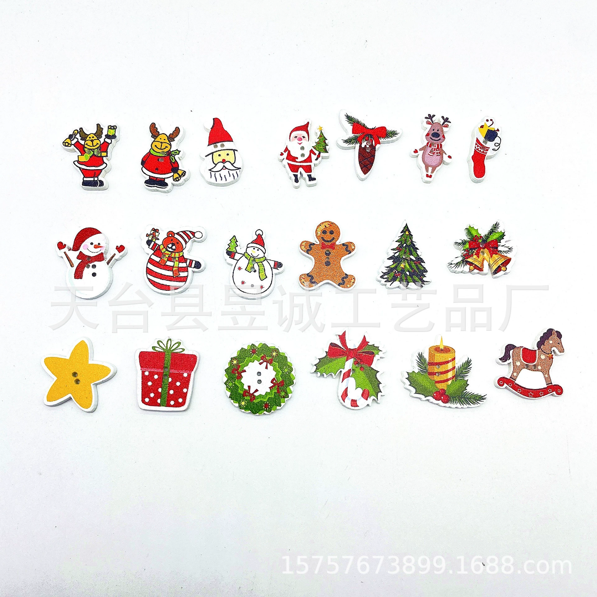 Рождественская серия деревянная кнопка Пряжка Санта-Клаус праздник украшения деревянная кнопка Рождество деревянный кулон