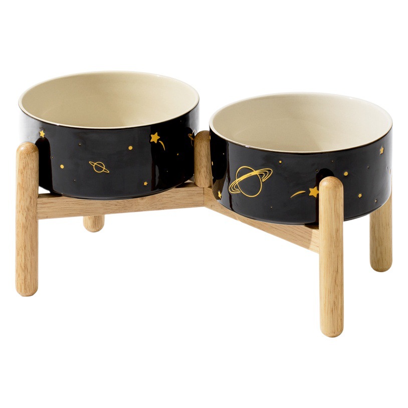 Cubilete de cerámica tazón de perro tazón de comida para gatos tazón doble estante protector columna cervical tazón de comida para perros tazón de bebida para gatos tazón para mascotas