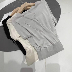 夏の新スタイルマルベリーシルクテンセル半袖薄手プルオーバーセータールーズスリムTシャツトップ女性用