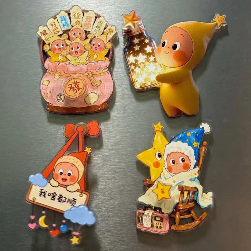 New Year Star Man Rotating Fridge Magnet with High Aesthetic Value, Star Man Riding a Horse, Instantly Brings Wealth, Furniture Decoration Ornament
