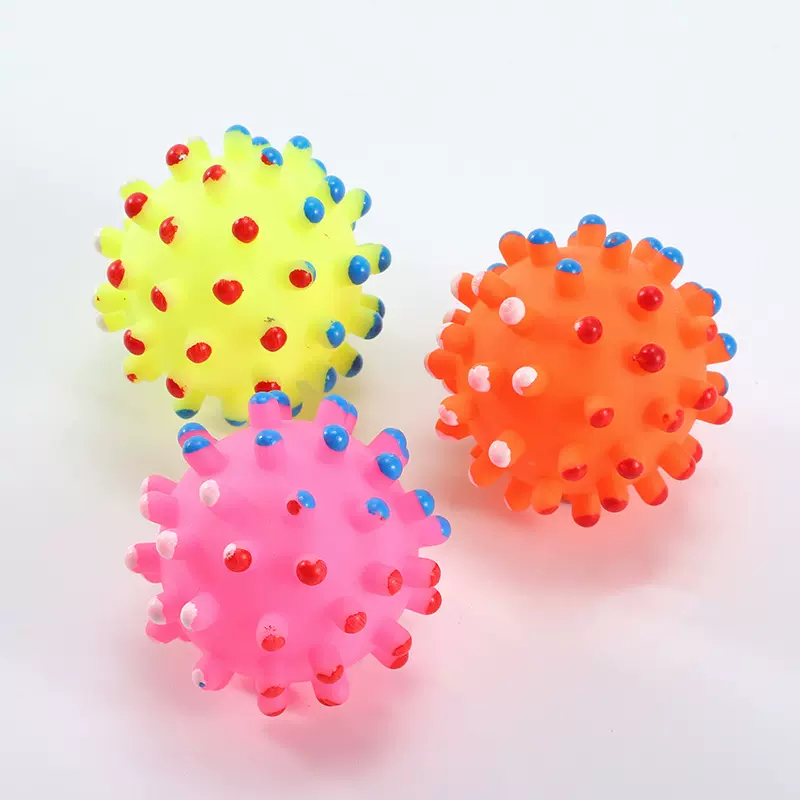 宠物玩具发声彩绘小刺球狗狗互动解压耐咬用品搪胶玩具厂家批