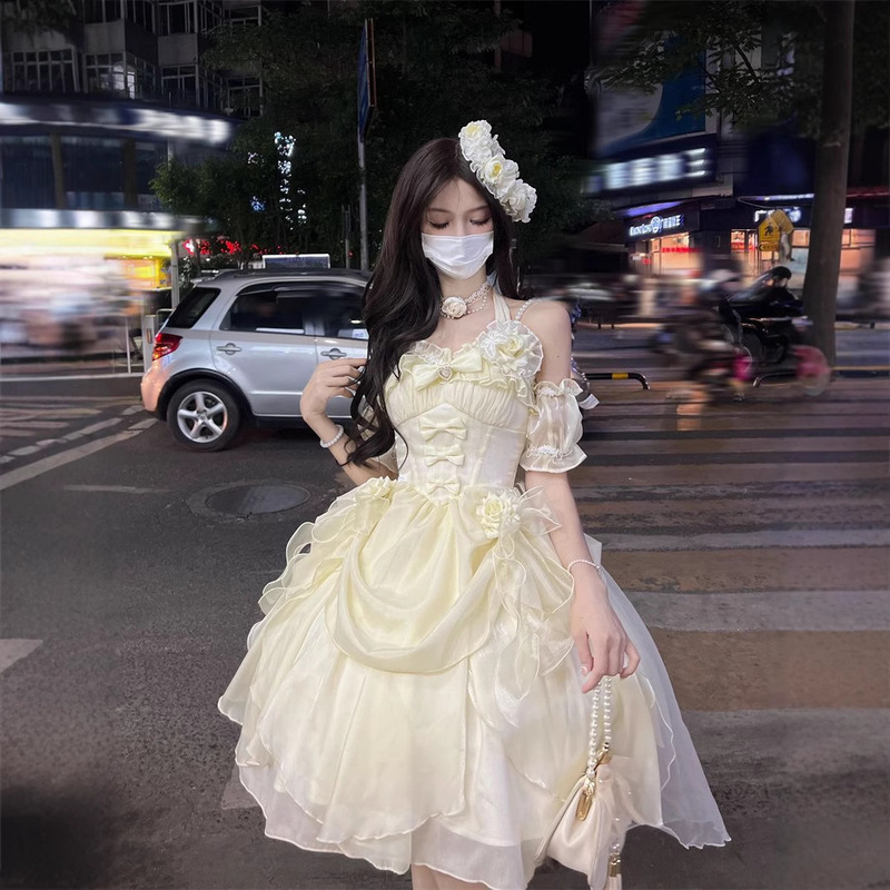 シアンティローズロリータ超妖精な雰囲気の逃亡王女ドレスグリーンコンプリートセット|undefined