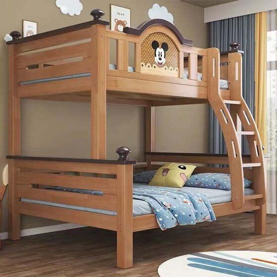 Bunk Bed Full Solid Wood Bunk Bed Children's High and Low Small Apartment Double Oak Mother Two-Layer Two-Layer Two-Layer