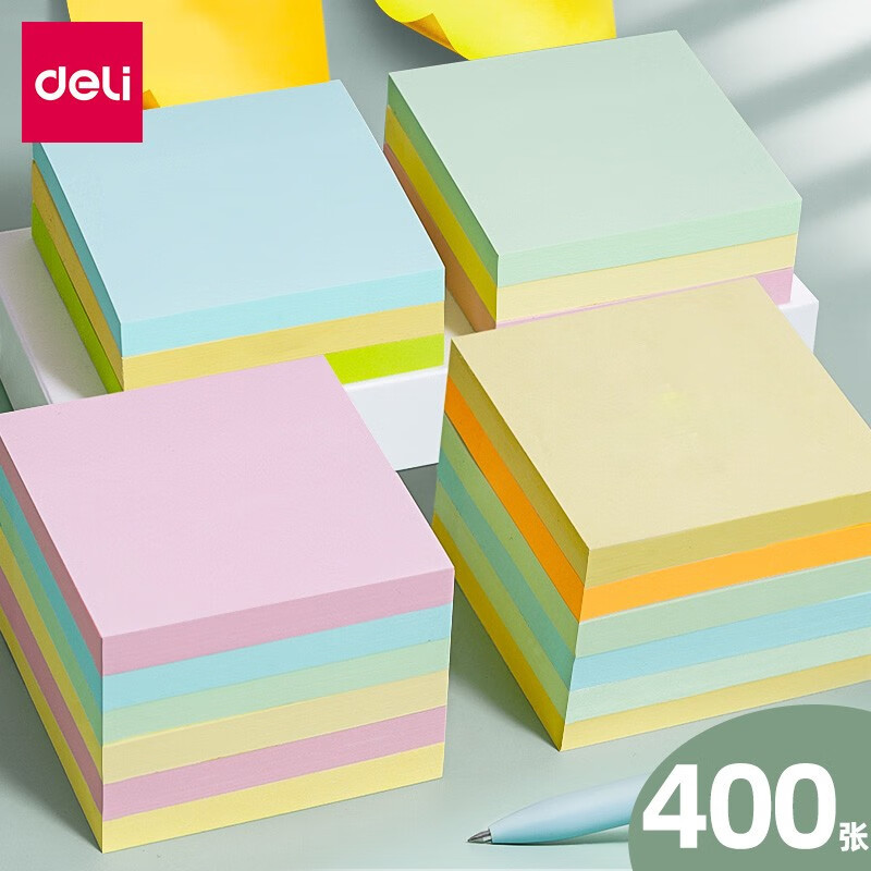 Deli Post-It Notes 7151 Office Student Note Paper 76*76mm Square 4 Colors - 400 Post-It Notes