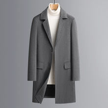 羊毛大衣男加肥加大码双面呢中长款羽绒内胆冬季毛呢外套爸爸