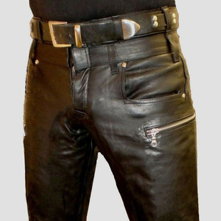 2020 Cross-border New Explosions wish Amazon Hot Selling European and American Solid Color Men's PU Zipper Casual Leather Pants