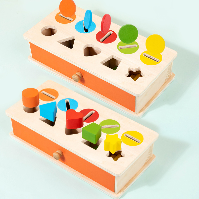 Montessori enseñanza ayuda Educación Temprana Infantil Niño juguetes educativos bebé caja de monedas forma Juego rompecabezas 0-3 años de edad
