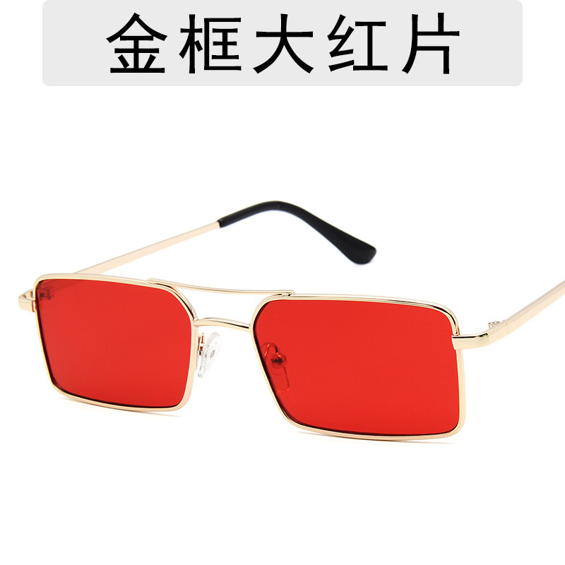 欧美潮流新款时尚太阳镜 个性双梁方框墨镜 跨境海洋片金属眼镜