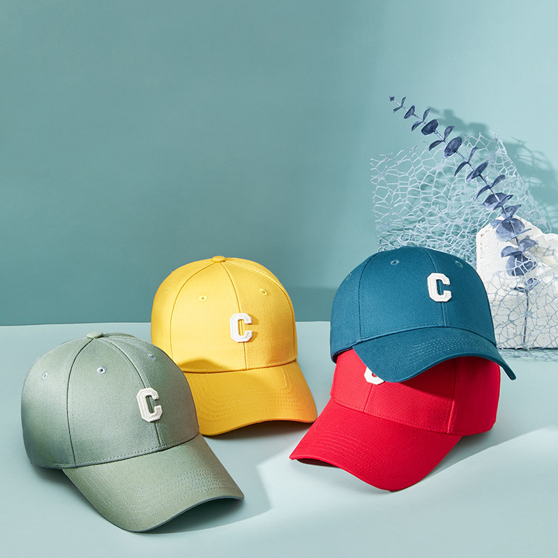 Multi-Color good quality C letter cotton baseball cap men and women spring and summer sun protection dome curved brim peaked cap