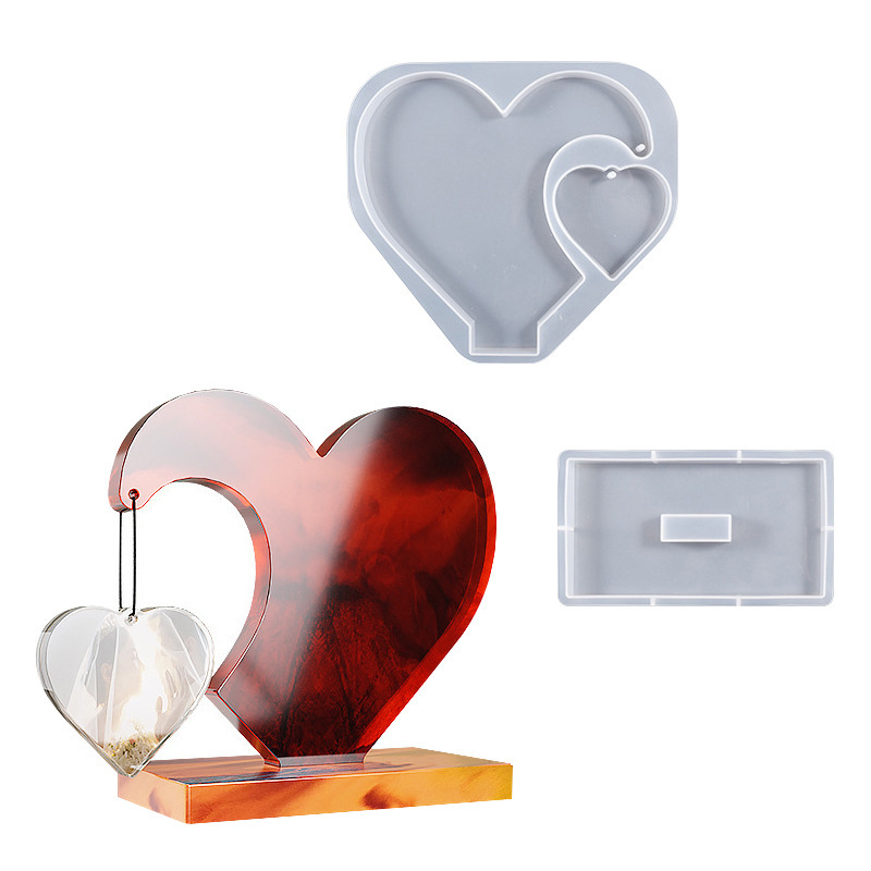 DIY Crystal Glue Size Heart Photo Frame Desktop Ornament Mold Heart Spelling Hanging Table Base Silicone Mold DIY Crystal Glue Size Heart Photo Frame Desktop Ornament Mold Heart Spelling Hanging Table Base Silicone Mold