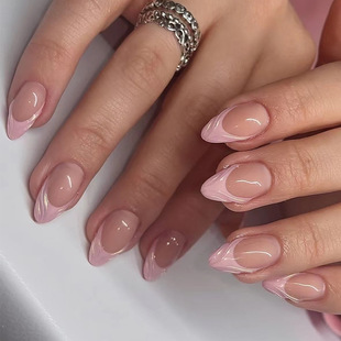 Foreign Trade Simple Fake Nail Wear Three-dimensional Line Armor Removable Nail Pieces French Nail Pieces Nail Patch