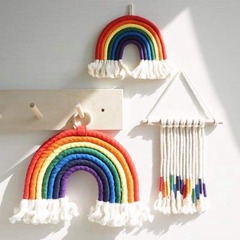 INS Nordic Home Woven 7-Color Rugs Rainbow Hand-Knitted Hanging Ornaments Tassel Decor Wall Hangings Photo Prop