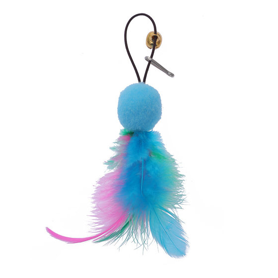 Fun Cat Stick Replacement Head Fur Ball Feather Replacement Head Cat Pendant with Hanging Buckle Sound Bell Feather Accessories