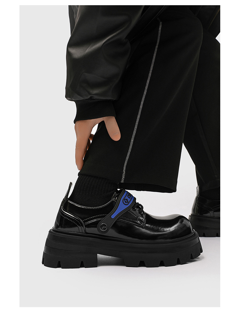 Scarpe Derby da uomo in pelle con punta tonda e suola spessa, stile britannico estivo, ShoeVault_voghion.com